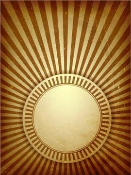 Sepia tone light rays with label distressed vector background Illustrazione stock