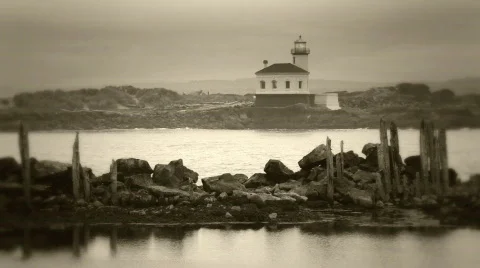 Sepia toned lighthouse-HD Vídeo Stock 836621