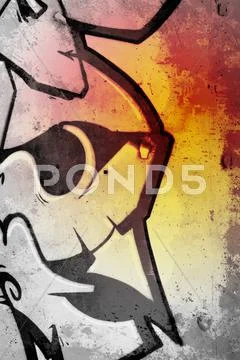 Sepia vintage, graffiti over old dirty wall, urban hip hop background gray te Stock Illustration