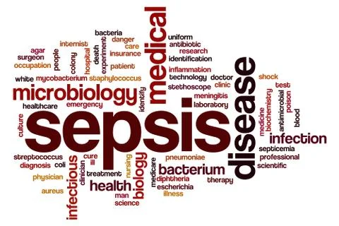 Sepsis word cloud concept Stock Illustration