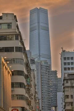 Sept 30 2023 ICC tower on Kowloon side, Hong Kong. Stock Photos