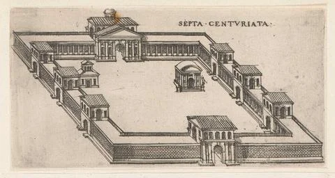 Septa Centuriata; Livre des edifices antiques romains; Magesyn der Italiae... Stock Photos