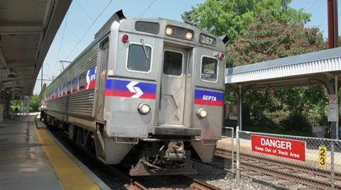 SEPTA train departs Stock Footage 63460986