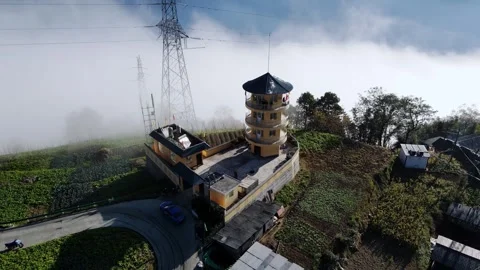 September 1, 2023, small mountain village in China  Aerial view of homes Stockbeeldmateriaal 320055878