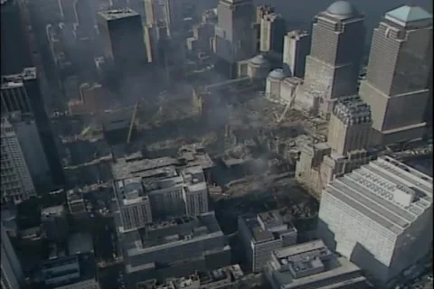 September 11  2001 Attacks on World Trade Center - aerials part A Vidéo 248905474