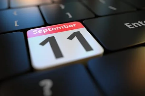 September 11 date on a keyboard key, 3d rendering Stock Illustration