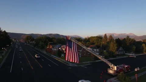 September 11 Fire Truck Displaying The American Flag. Stock Footage 79908033