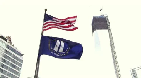 September 11th memorial flag at ground zero Video stock 21225338