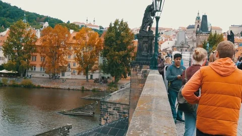 September 12, 2017 - Prague, Czech Republic: Crowd of people are walking along Stock Footage 82214040