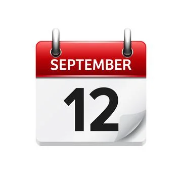 September 12. Vector flat daily calendar icon. Date and time, day, month Stock Illustration