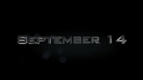 September 14 3D title metal text on black alpha channel background 스톡 동영상 258094904