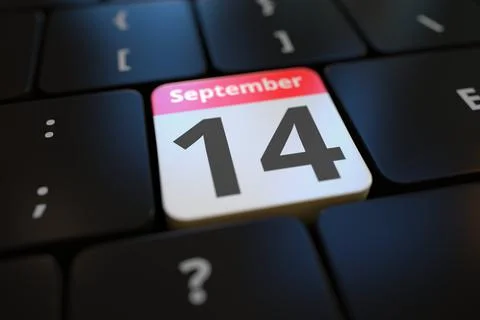 September 14 date on a keyboard key, 3d rendering イラスト素材
