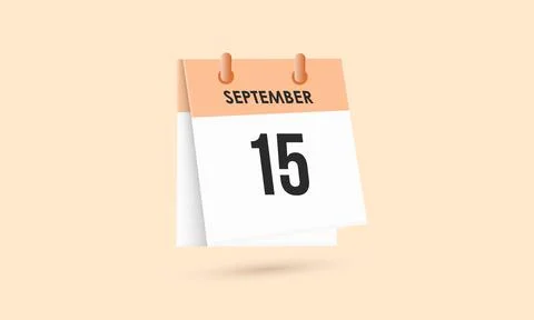 September 15 - calendar and Time planner. Daily Calendar Icon reminder. Vec.. Stock Illustration