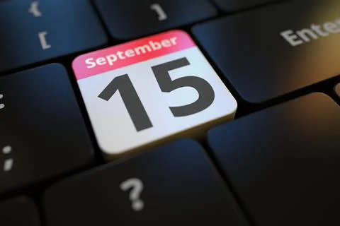 September 15 date on a keyboard key, 3d rendering イラスト素材