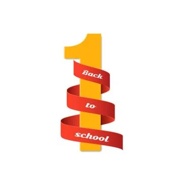 September 1st. Day of knowledge. Back to school. Red tape with yellow number Stock Illustration