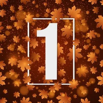 September 1st. Day of knowledge. White banner with number 1. Autumn backgroun Stock Illustration