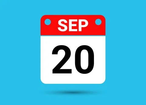 September 20 Calendar Date Flat Icon Day 20 Vector Illustration Stock Illustration