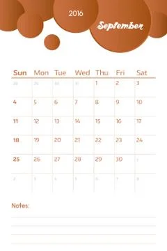 September 2016 Stock Illustration