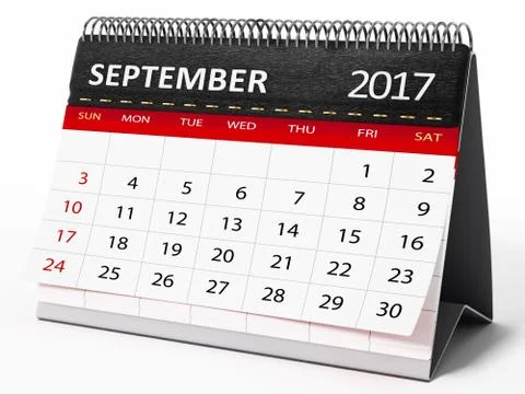 September 2017 desktop calendar. 3D illustration Stock Illustration