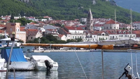 September 2018, Croatia. View of the old historic center of Makarska Stock Footage 169366149