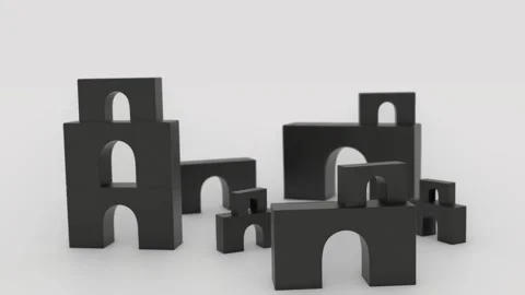 September 2026 29 4K loop dark stone imaginary ruined structures Stock Footage 346641463