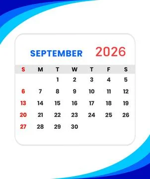 September 2026 calendar view Stock-Illustration