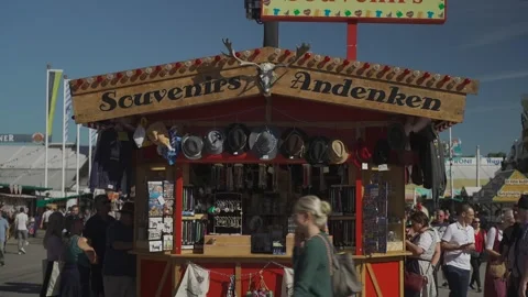 September 22, 2023. Germany, Munich. People shop at stalls outside at Video stock 284845573