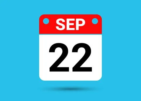 September 22 Calendar Date Flat Icon Day 22 Vector Illustration Stock Illustration
