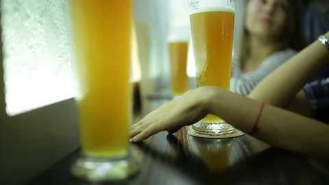 September 23, 2016 Dnepr, opening a new pub, people celebrate and watch football Stock Footage 70790404