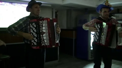 September 23, 2016 Dnepr, opening a new pub, people celebrate and watch football Stock Footage 70792235