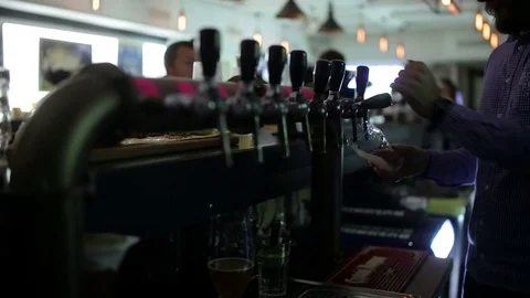 September 23, 2016 Dnepr, opening a new pub, people celebrate and watch football Stock Footage 70792857