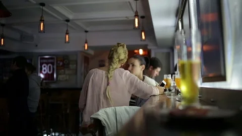 September 23, 2016 Dnepr, opening a new pub, people celebrate and watch football Stock Footage 70792902