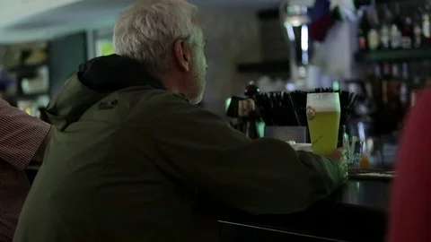 September 23, 2016 Dnepr, opening a new pub, people celebrate and watch football Stock Footage 70793522