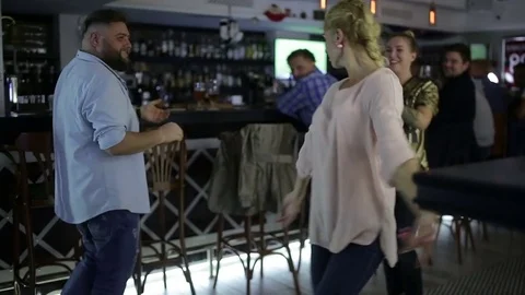 September 23, 2016 Dnepr, opening a new pub, people celebrate and watch football Stock Footage 70794550