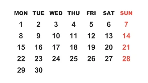September 24, 2025, Animated 2028 planner showcasing September calendar, Stock Footage 320082189