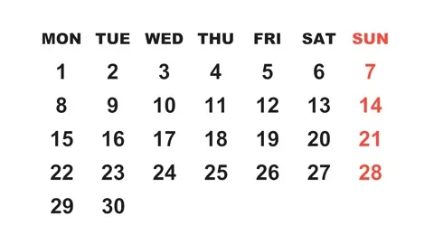 September 25, 2025, Animated 2028 planner showcasing September calendar, Stock Footage 320082285