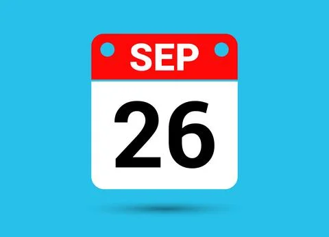 September 26 Calendar Date Flat Icon Day 26 Vector Illustration Stock Illustration
