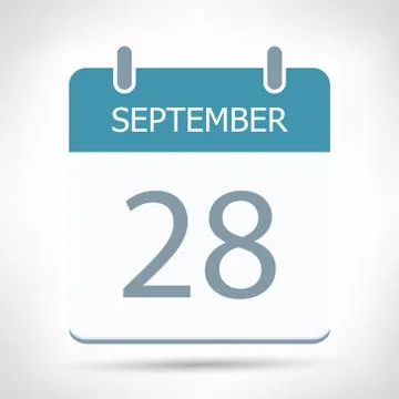 September 28 - Calendar Icon - Calendar flat design template Stock Illustration