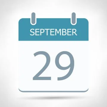 September 29 - Calendar Icon - Calendar flat design template Stock Illustration