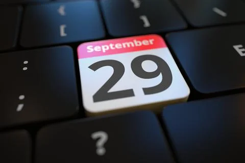September 29 date on a keyboard key, conceptual 3d rendering Illustrazione stock