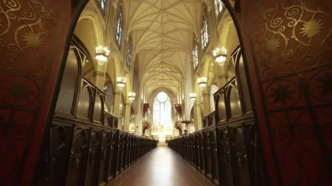 September 3 2023 NYC: Inside view of Grace Church in New York city Stock Footage 254151556