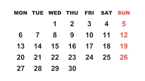 September 3, 2027, Animated 2030 planner showcasing September calendar, Video stock 320079931
