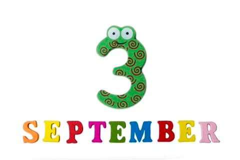 September 3, on a white background, the letters and numbers. Foto stock
