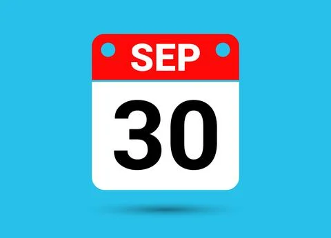 September 30 Calendar Date Flat Icon Day 30 Vector Illustration Stock Illustration