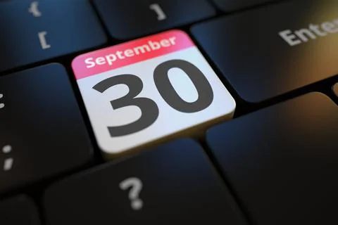 September 30 date on a keyboard key, conceptual 3d rendering Stock Illustration