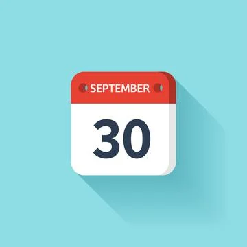 September 30. Isometric Calendar Icon With Shadow.Vector Illustration,Flat Style Stock Illustration