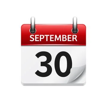 September 30. Vector flat daily calendar icon. Date and time, day, month Stock Illustration