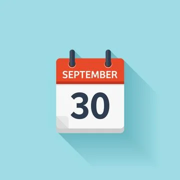 September 30. Vector flat daily calendar icon. Date and time, day, month Stock Illustration