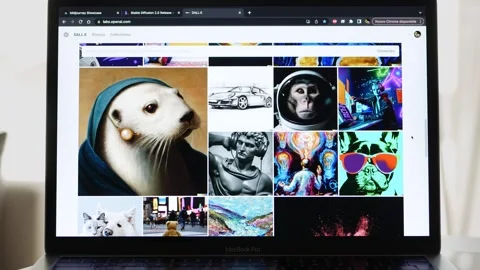 SEPTEMBER 4, 2023: Watching DALL-E 2, Generative Artificial Intelligence Program Stock Footage 249727117