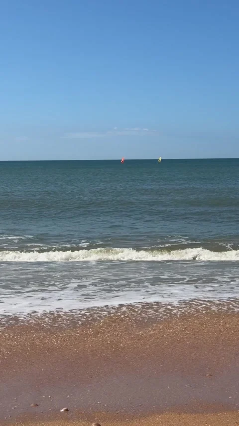September 5, 2026 Spain Sandy Shoreline and Rolling Coastal Waves Stock Footage 344734565
